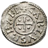 Denier - Charles II Sens mint, temple