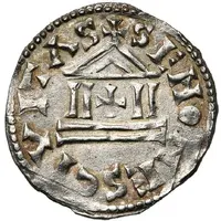 Denier - Charles II Sens mint, temple