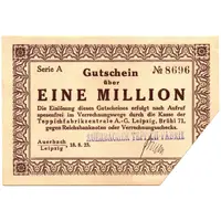 1 000 000 Mark Teppichfabrikzentrale