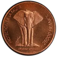 25 000 Francs CFA African elephant, Trial Strike