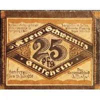 25 Pfennig Kreissparkasse Herzberg, with date