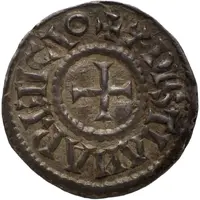 Denier - Louis I Christian legend, crosses