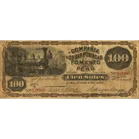 100 Soles Compañia de Obras Públicas y Fomento del Perú