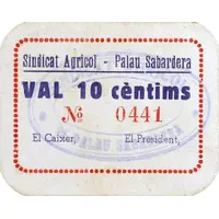 10 Céntimos Palau Sabardera, Sindicat Agrícol