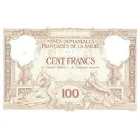 100 Francs - Mines Domaniales de la Sarre type 1920