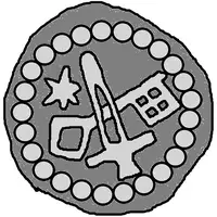 Denier Bracteate - Anonymous Sword right, key left and down, star left, diamond ring