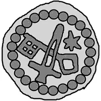 Denier Bracteate - Anonymous Sword right, key left and down, star left, diamond ring