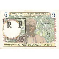 5 Francs French occupation of the Fezzan - WWII