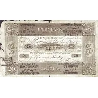 20 Company Rupees Union Bank, Calcutta