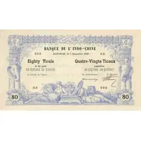 80 Baht / 80 Ticals Banque de l'Indo-Chine