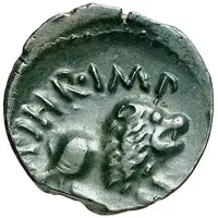 Bronze with lion in the name of Aulus Hirtius and Inecriturix