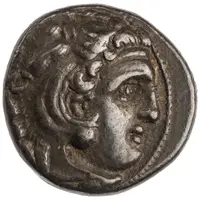 Drachm In the name of Alexander III, Kolophon