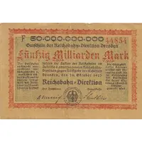 50 000 000 000 Mark Reichsbahndirektion