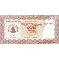 20 000 Dollars Emergency Bearer Cheque