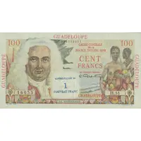1 New Franc Overprint on 100 Francs