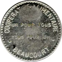 20 Centimes - Cooperative Alimentaire - Beaucourt [90] Counterstamped