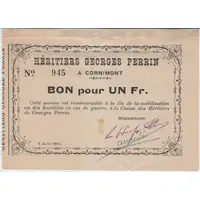 1 Franc - Caisse Héritiers Georges Perrin Cornimont [88]