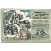 75 Pfennig Provinzialverband Westfalen Kriegsbeschädigter und Kriegerhinterbliebener