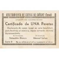 1 Peseta Cuevas de Cañart
