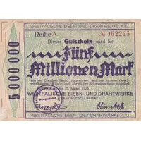 5 000 000 Mark Westfälische Eisen- und Drahtwerke