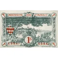 1 Franc Monaco essai bleu