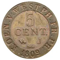 5 Centimes - Jérôme Bonaparte Pattern