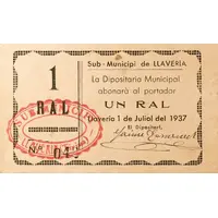 25 Céntimos '1 Ral' Llaberia