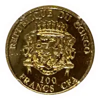 100 Francs Gold Christmas Reindeer