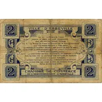 2 Francs - Ville et Chambre de Commerce d'Abbeville [80] <Sans filigrane, avec timbre sec <abeilles>