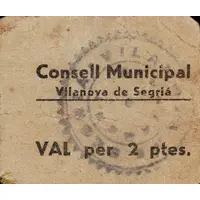 2 Pesetas Vilanova de Segrià