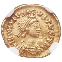 Tremissis - Romulus Augustulus Cross within a wreath, Mediolanum