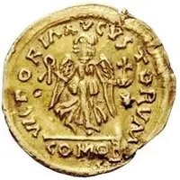 1 Tremissis In the name of Justinian I, Crossed tassels, hanging