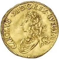 1 Ducat - Carl XI 4th portrait, shield with curved top