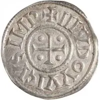 Denier - Louis I christian legend, temple