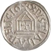 Denier - Louis I christian legend, temple