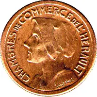 25 Centimes - Chambres de Commerce - Hérault [34] Brass