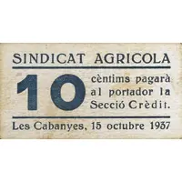 10 Céntimos Les Cabanyes, Sindicat Agrícola