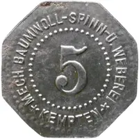 5 Pfennig - Kempten Mechanische Baumwollspinnerei