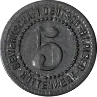 5 Pfennigs - Hamborn Gewerkschaft Deutscher Kaiser Hüttenwerk