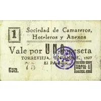 1 Peseta Torrevieja, Sociedad de Camareros, Hoteleros y Anexos