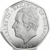 50 Pence - Charles III Queen Elizabeth II Centenary