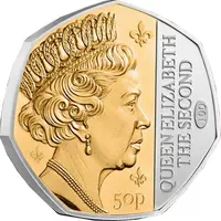 50 Pence - Charles III Queen Elizabeth II Centenary