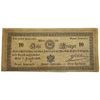 10 Kreuzers Almásy bankó