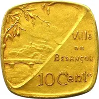 10 Centimes - ville de Besançon [25] Gold plated Brass