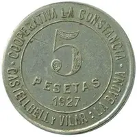 5 Pesetas - Cooperativa La Constancia