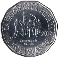 2 Bolivianos Colorados de Bolivia