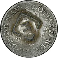 11/2 Pence Black Dog, H countermark on Cayenne colony 2 sous