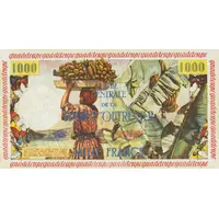 10 New Francs Overprint on 1000 Francs