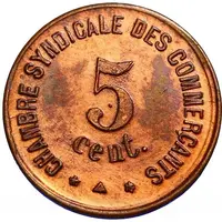 5 Centimes - Chambre Syndicale des Commerçants - Perpignan [66] Copper