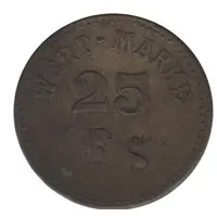 25 Pfennig Wert-Marke, Countermarked 'FS'